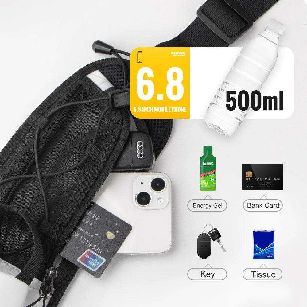 ユニセックス ランニングウエストポーチ – スマホ&ボトル対応